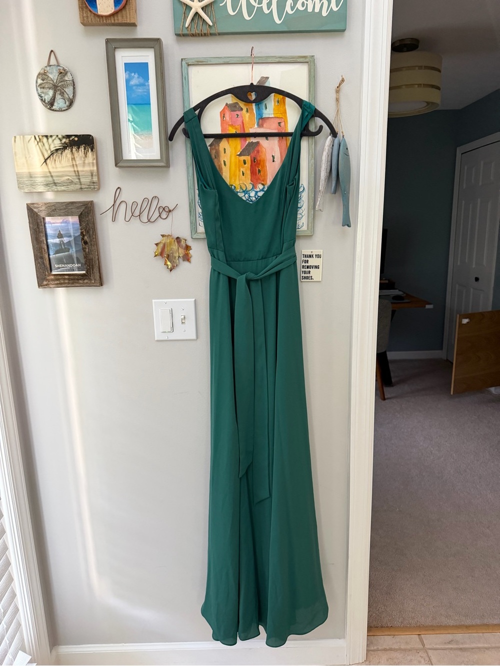 Show Me Your MuMu Emerald Green V-Neck Maxi Dress with Waist Sash
